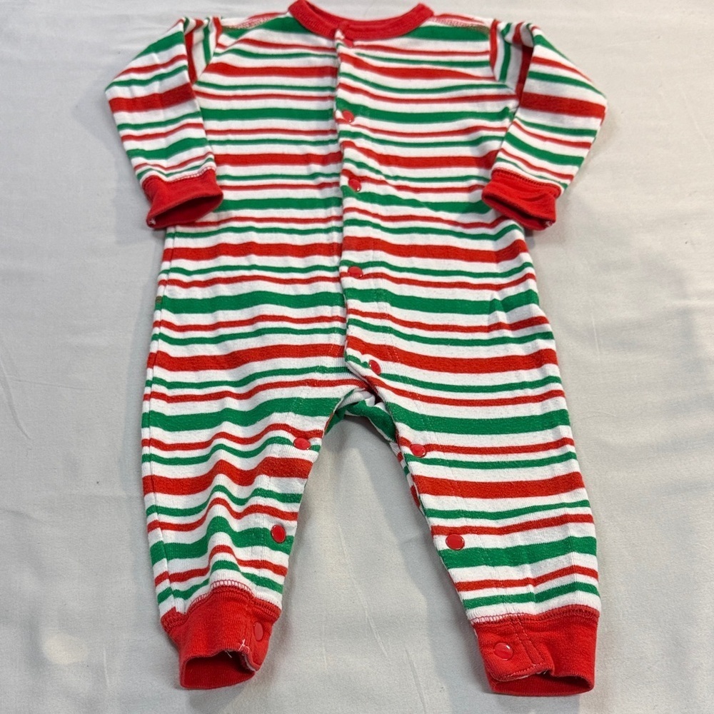 Little Blue House - Festive Striped Red & Green Kids One Piece